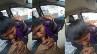 Istri Digebrak Suami, Sementara Pacar Tamil-nya Nyedot Kontol Suami Di Mobil.